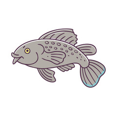 plecostomus fish vector icon, aquarium fish vector illustration - simple illustration of plecostomus fish perfect for logos, and aquarium fish-themed designs.