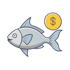 silver dollar fish vector icon, aquarium fish vector illustration - simple illustration of silver dollar fish perfect for logos, and aquarium fish-themed designs.