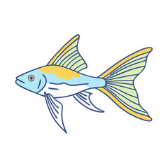 swordtail fish vector icon, aquarium fish vector illustration - simple illustration of swordtail fish perfect for logos, and aquarium fish-themed designs.