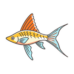 swordtail fish vector icon, aquarium fish vector illustration - simple illustration of swordtail fish perfect for logos, and aquarium fish-themed designs.