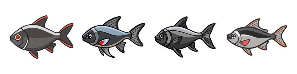 black skirt tetra fish vector icon, aquarium fish vector illustration - simple illustration of black skirt tetra fish perfect for logos, and aquarium fish-themed designs.