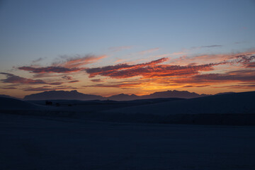 Colorful sunset at White Sands National Park, New Mexico