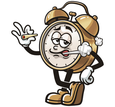 recommend clip art: Smoking Alarm Clock Cartoon Character Mascot Illustration Vector Clip-art Hand-drawn Logo Design