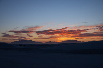 Colorful sunset at White Sands National Park, New Mexico