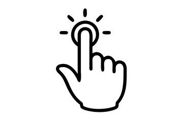 Click Hand Icon Silhouette on White Background