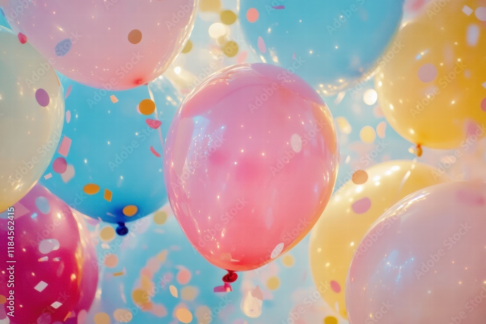 Aufkleber colorful balloons and confetti create a festive atmosphere for joyful celebrations and memorable gat