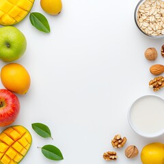 A transparent background featuring a bowl of oatmeal topped with apples and cinnamon.
