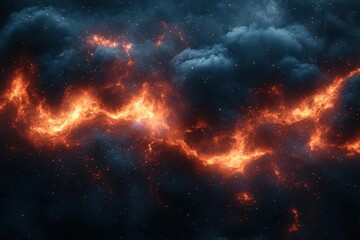 Naklejka premium dramatic abstract background with intertwining black smoke and red fire sparks creating dynamic ethereal patterns