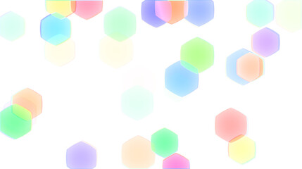 Vibrant glowing rainbow hexagonal bokeh on a transparent PNG background for modern digital designs and lighting effects