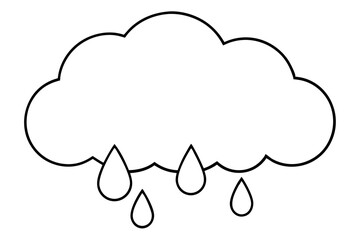 Cloud and Rain Silhouette Icon on White Background