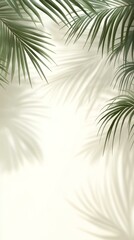 Tropical Palm Leaf Shadows on a Light Background