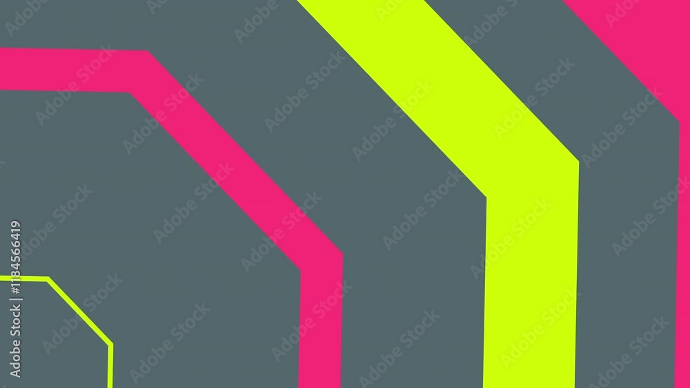 Poster geometric line pattern with neon colors on gray background