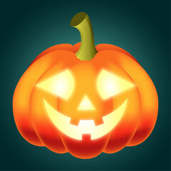Laughing Halloween pumpkin with glowing eyes and mouth