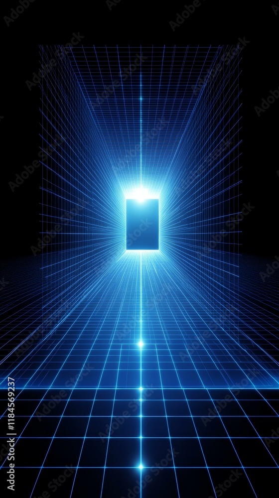 Poster abstract futuristic grid network portal