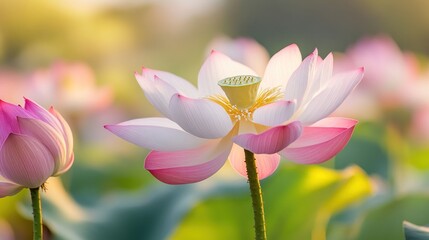 Pink Lotus Flower in the Morning Light