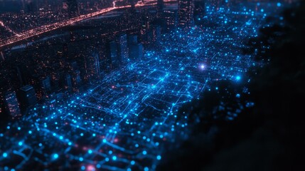 City Network Illuminated at Night