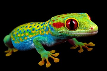 Vibrant Gecko: Close-Up of Colorful Reptile Skin Textures