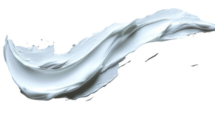 Swirling streak of toothpaste on a smooth white surface creating a dynamic and fresh appearance