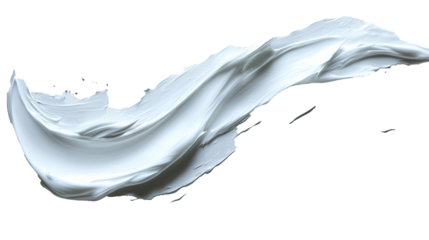 Swirling streak of toothpaste on a smooth white surface creating a dynamic and fresh appearance