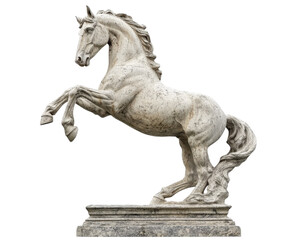 Obraz premium majestic statue of rearing horse, showcasing intricate details and dynamic pose, isolated on transparency background. This artwork captures strength and grace of horse