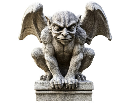 stone gargoyle statue with detailed features and wings, showcasing fierce expression. This unique piece adds character to any setting