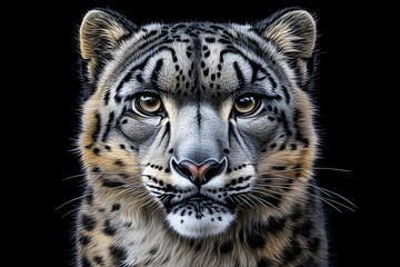 Obraz premium Snow Leopard Portrait: Majestic Wild Cat Close-Up