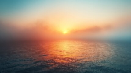 Fototapeta premium Calm ocean sunrise with fog.
