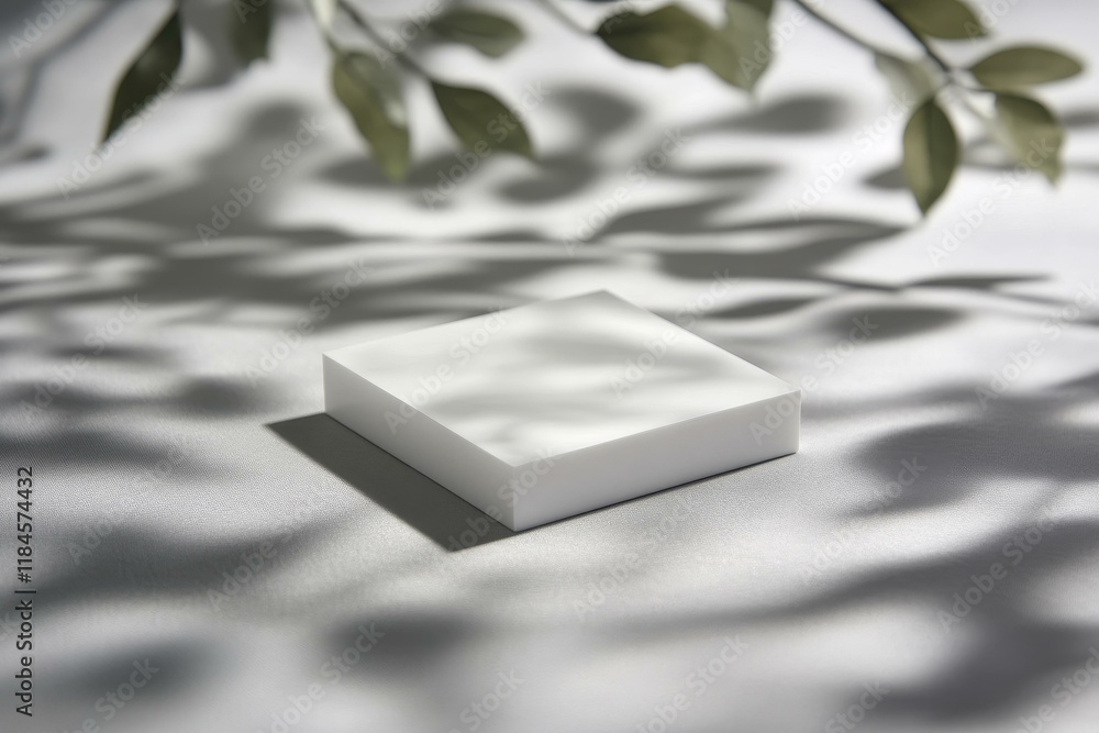 Poster white block display with natural light and shadow