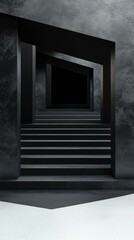 Fototapeta premium Abstract Dark Concrete Stairs Architectural Design