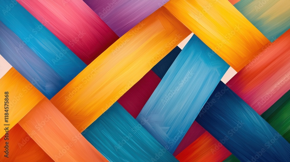 Poster vibrant geometric abstract digital pattern with intersecting colorful shapes