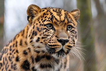 Obraz premium Majestic Leopard: Wild Cat Portrait, Close-Up