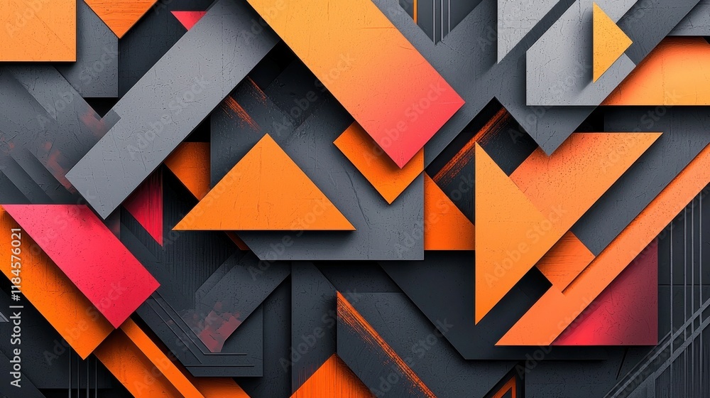 Poster abstract geometric layered pattern in modern minimalist design with overlapping triangular shapes an