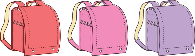 ランドセルのイラストセット 暖色