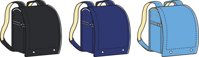ランドセルのイラスト 寒色