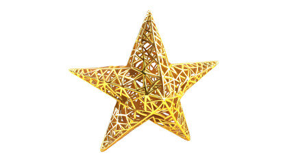 golden christmas star isolated on white background