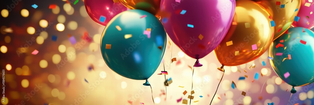 Aufkleber colorful festive balloons and confetti create a joyful atmosphere for celebrations and gatherings. g