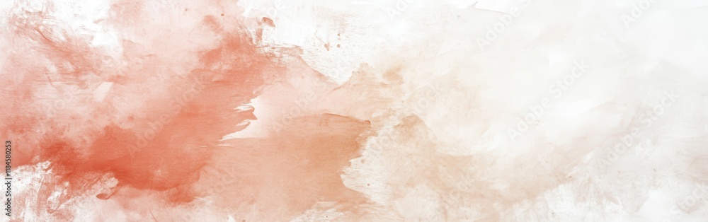 Poster soft coral and beige hues blend in an abstract composition across a white canvas creating a serene v