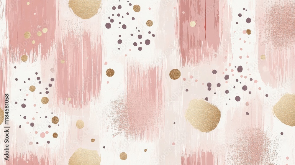 Poster modern muted pink background with soft pencil strokes and random metallic dots for creative projects
