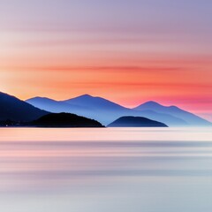 Breathtaking Sunset Reflection on Serene Mountain Lake Landscape