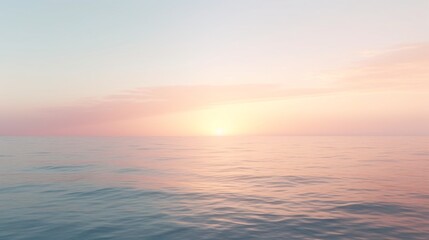 Fototapeta premium Gentle ocean sunrise background with soft pastel hues