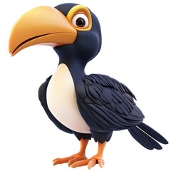 Obraz premium Cartoon Hornbill Icon in 3D Style on transparent background for Fun and Colorful Illustrations