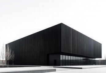 A large black building with a lot of windows