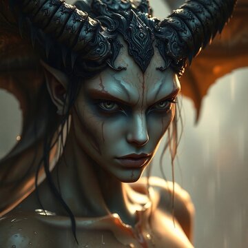Ethereal Malevolence: AI-Crafted Dark Fantasy Demon Portraits