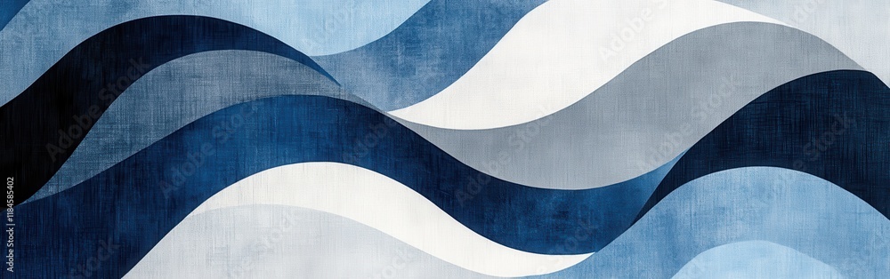 Poster flowing patterns in blue and gray demonstrate elegance through pencil strokes and harmonious design