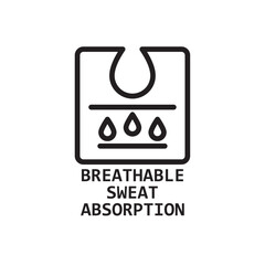 Breathable sweat absorption icon Simple thin outline