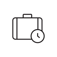 Briefcase with clock icon Simple thin outline