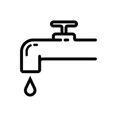 Minimalist Water Tap with Droplet Icon, Dripping Faucet Illustration