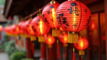 Fototapeta premium The decoration of Red lanterns at