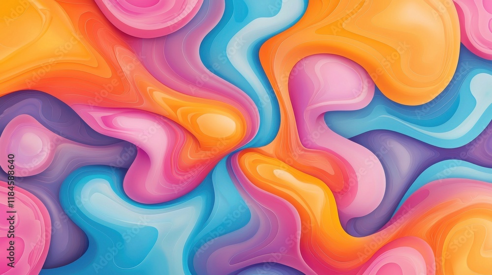 Poster vibrant fluid abstract art with colorful organic waves and gradient patterns