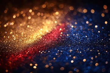 elegant french national day celebration background with sparkling tricolor bokeh effect and patriotic red white blue glitter pattern